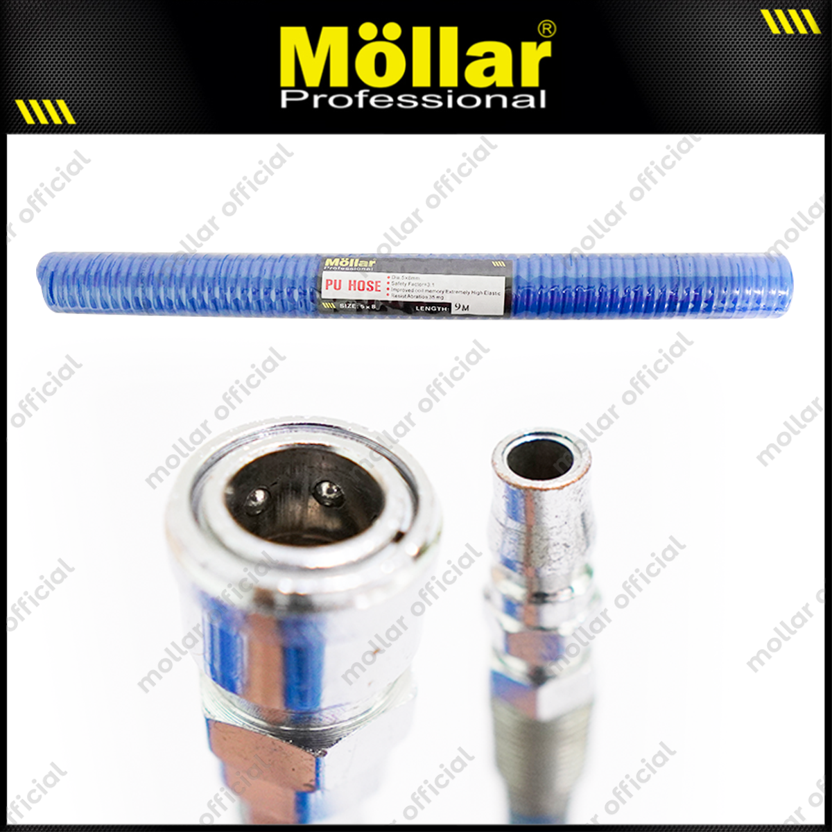 MOLLAR Selang Spiral 9 meter Biru 8 x 5 mm / Selang Recoil