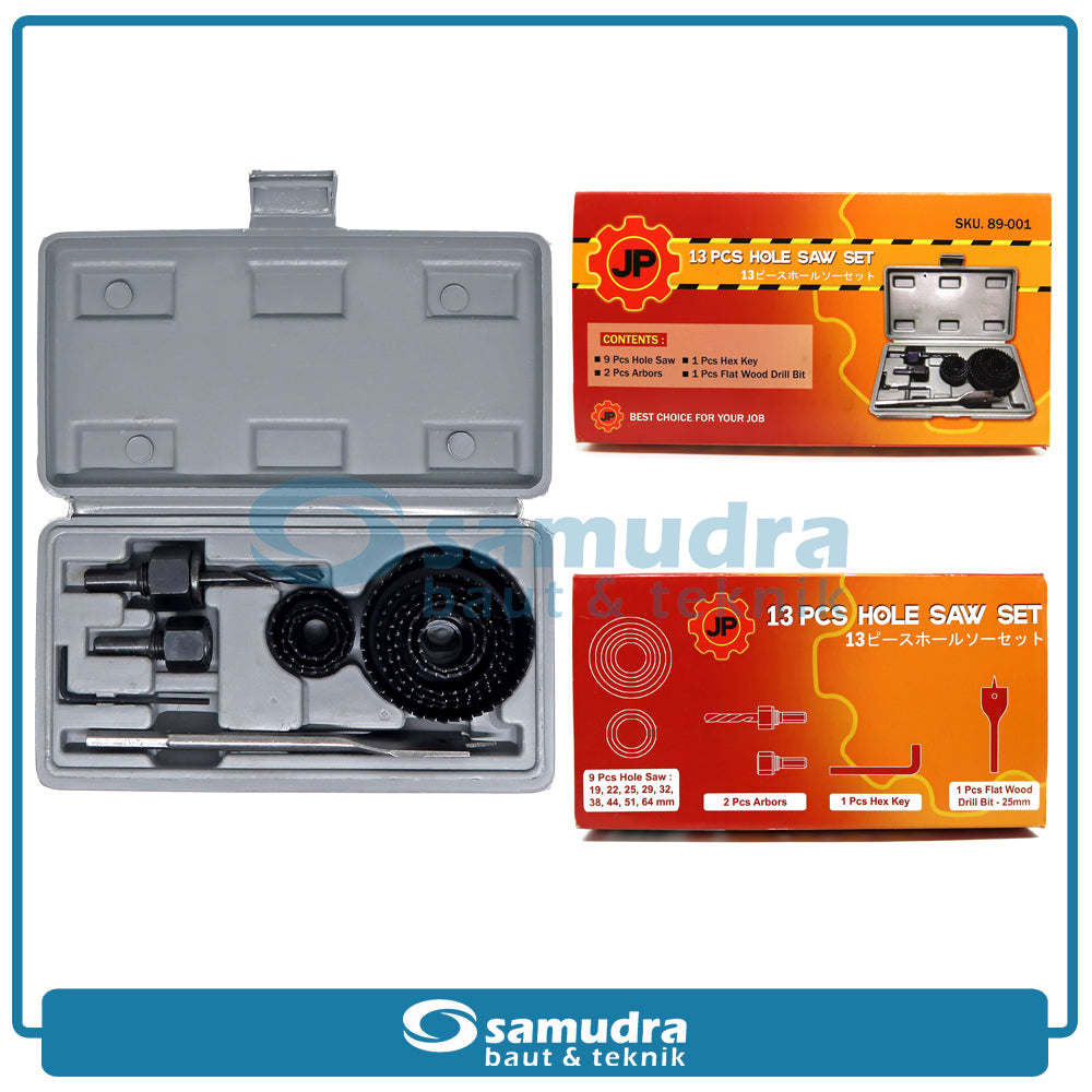 JP 89-001 Hole Saw Set 13 pcs / Mata Bor Holesaw Kayu