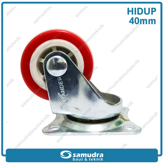 XANDER RODA-253 Roda PU Merah Hidup 1.5" 1191-40mm - Satuan