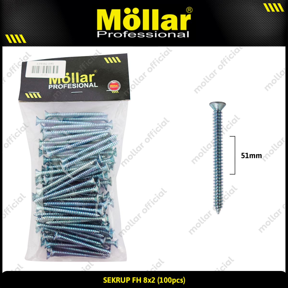 MOLLAR 93-060 Sekrup FH 8 x 2 - 100 pcs