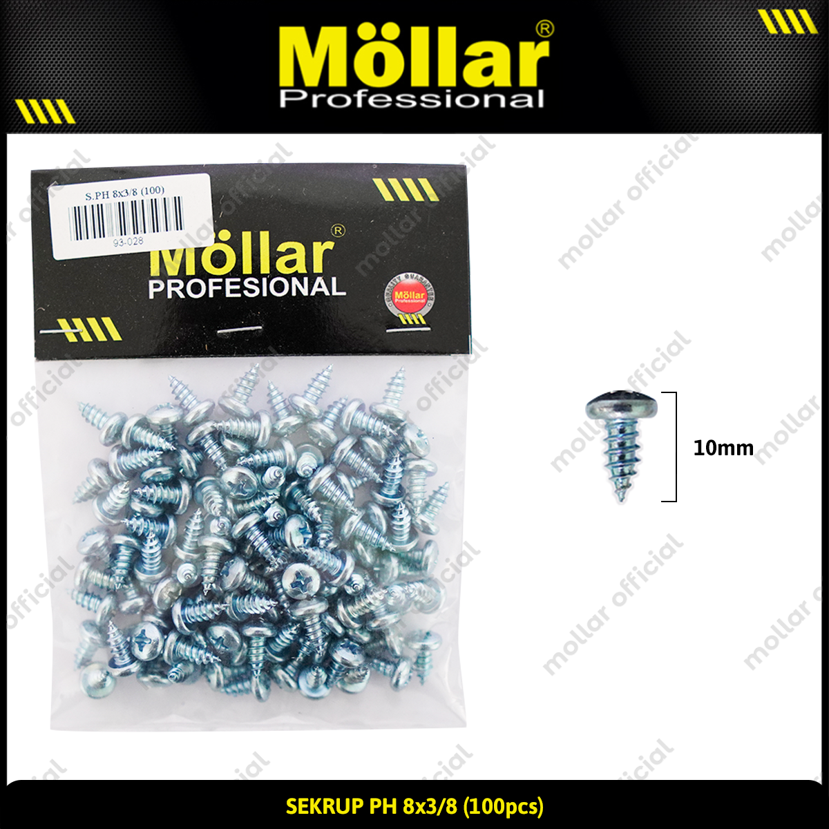 MOLLAR 93-028 Sekrup PH 8 x 3/8 - 100 pcs