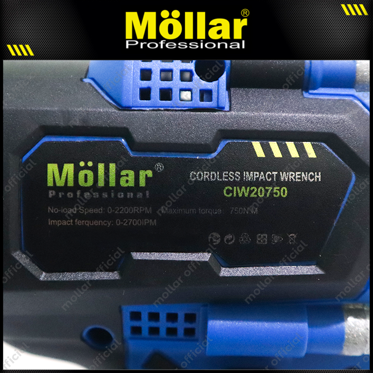 MOLLAR CIW20750 Mesin Buka Baut Truk Baterai 20V / Cordless Impact Wrench