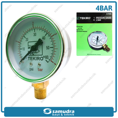 TEKIRO AU-PG0986 Alat Ukur Tekanan Angin 2.5" Lonceng 4 bar