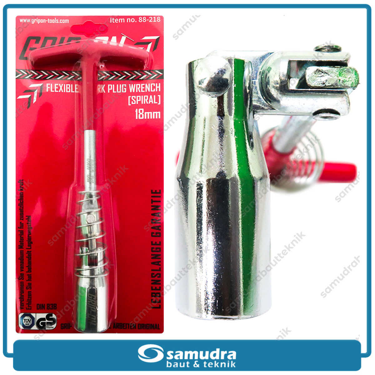 GRIPON 88-218 Kunci Sok T Busi Fleksibel Spiral 18 mm