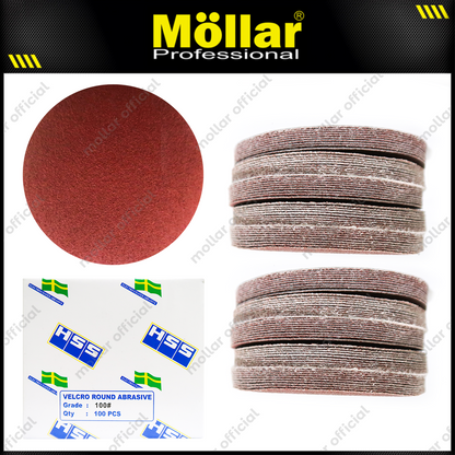 HSS Amplas Bulat No 100 Amplas Velcro Tempel Mata Gerinda 4 Inch - 100 Pcs
