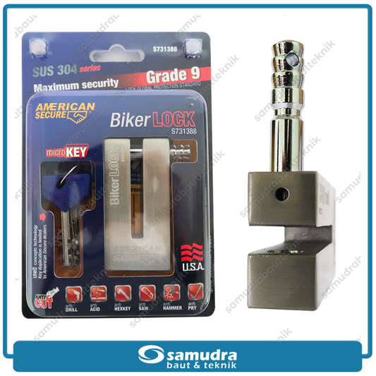 AMERICANSECURE S731388 Gembok Motor Universal Tipe U