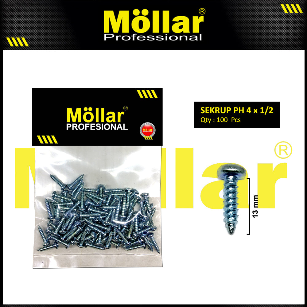 MOLLAR 93-016 Sekrup PH 4 x 1/2 - 100 pcs