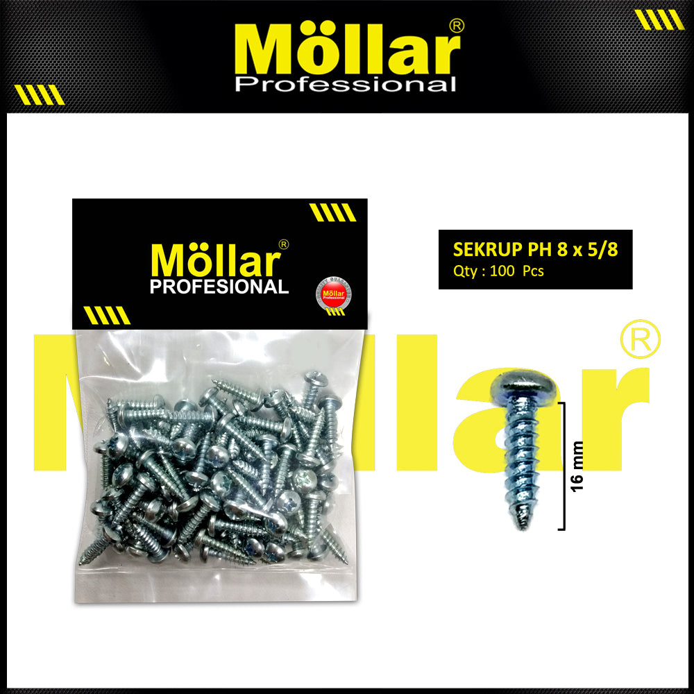 MOLLAR 93-030 Sekrup PH 8 x 5/8 - 100 pcs