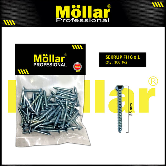 MOLLAR 93-048 Sekrup FH 6 x 1 - 100 pcs