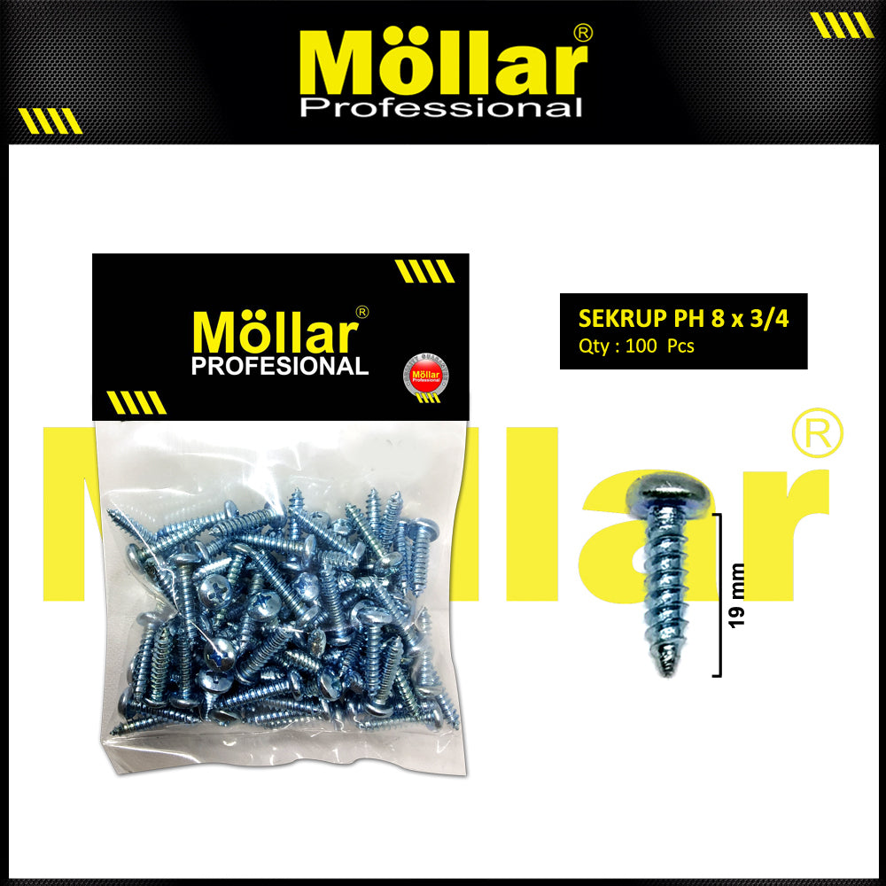 MOLLAR 93-031 Sekrup PH 8 x 3/4 - 100 pcs