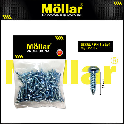 MOLLAR 93-031 Sekrup PH 8 x 3/4 - 100 pcs