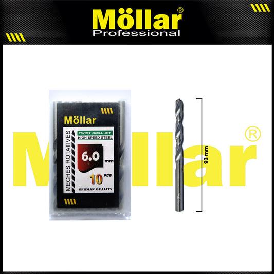 MOLLAR Mata Bor Besi HSS Putih 6 mm