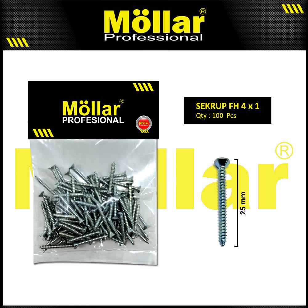 MOLLAR 93-043 Sekrup FH 4 x 1 - 100 pcs