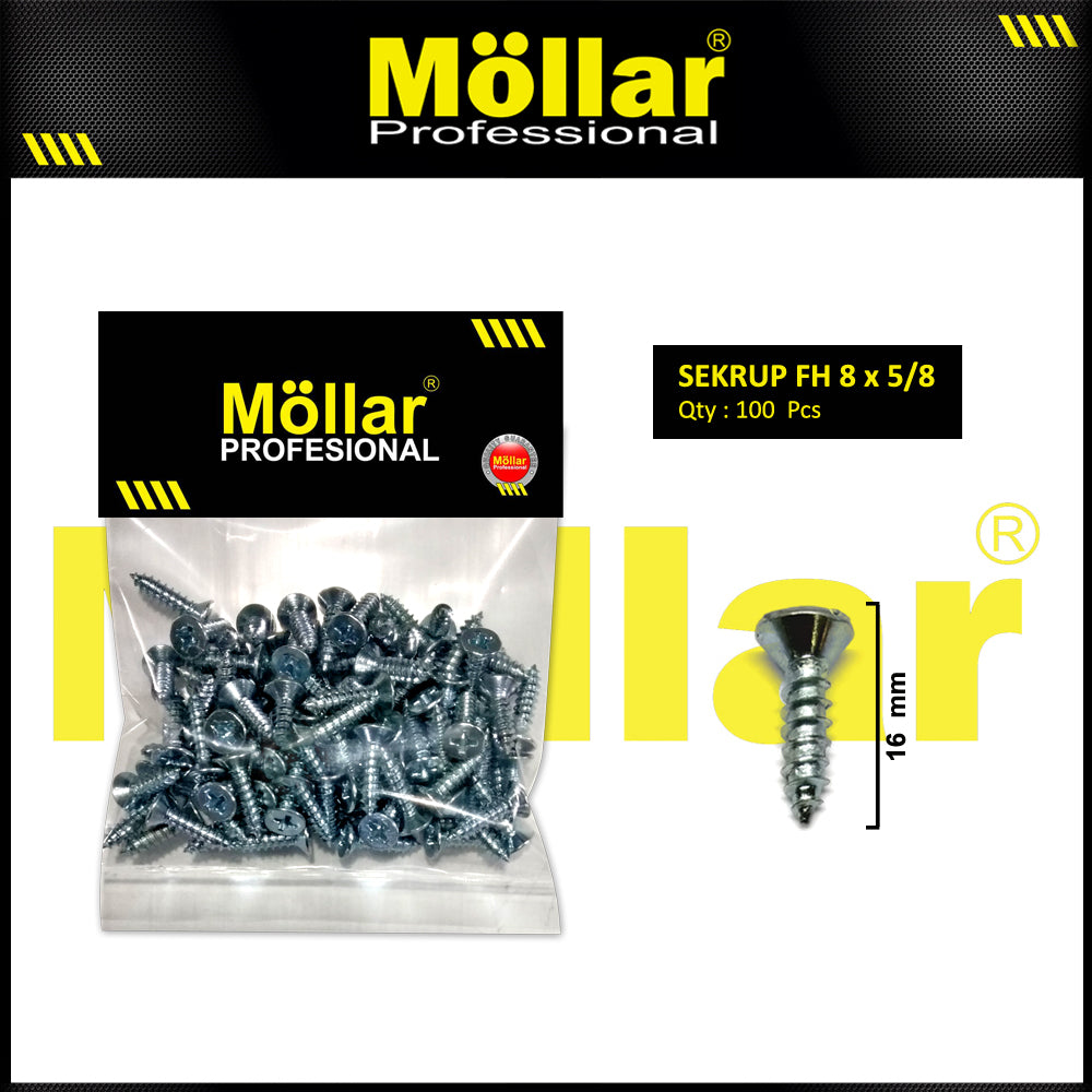 MOLLAR 93-054 Sekrup FH 8 x 5/8 - 100 pcs