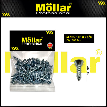MOLLAR 93-054 Sekrup FH 8 x 5/8 - 100 pcs