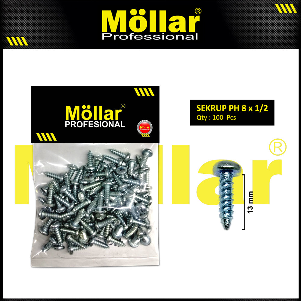 MOLLAR 93-029 Sekrup PH 8 x 1/2 - 100 pcs