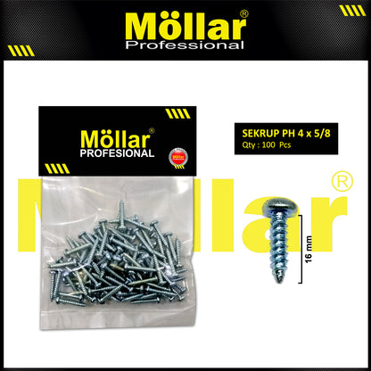 MOLLAR 93-017 Skrup PH 4 x 5/8 - 100 pcs
