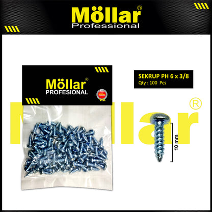 MOLLAR 93-020 Sekrup PH 6 x 3/8 - 100 pcs