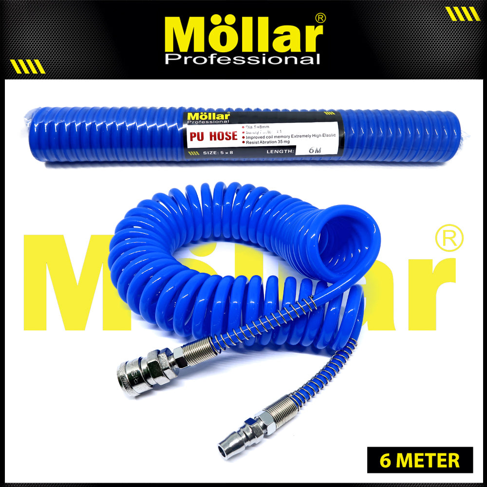 MOLLAR Selang Spiral 6 meter Biru 8 x 5 mm / Selang Recoil