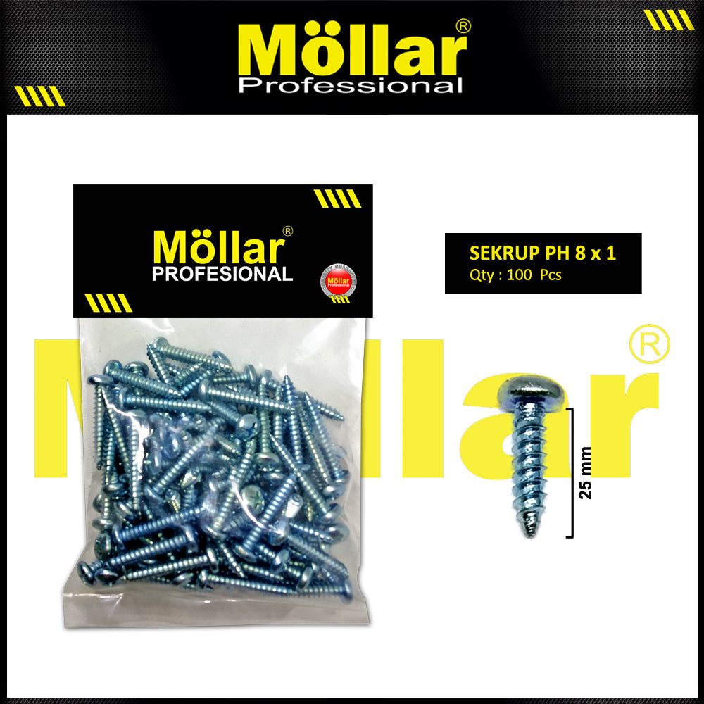 MOLLAR 93-032 Sekrup PH 8 x 1 - 100 pcs