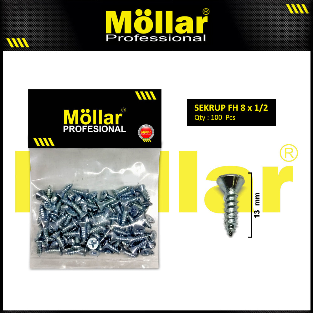MOLLAR 93-053 Sekrup FH 8 x 1/2 - 100 pcs