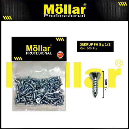 MOLLAR 93-053 Sekrup FH 8 x 1/2 - 100 pcs