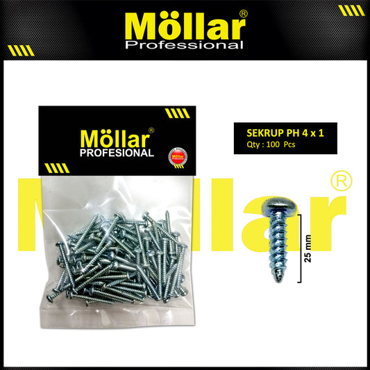MOLLAR 93-019 Sekrup PH 4 x 1 - 100 pcs