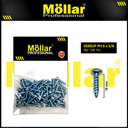 MOLLAR 93-022 Sekrup PH 6 x 5/8 - 100 pcs