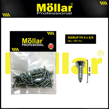 MOLLAR 93-042 Sekrup FH 4 x 3/4 - 100 pcs
