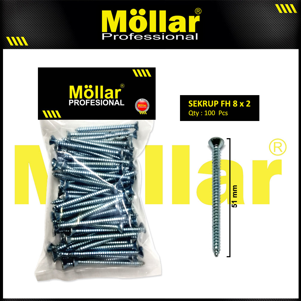 MOLLAR 93-060 Sekrup FH 8 x 2 - 100 pcs
