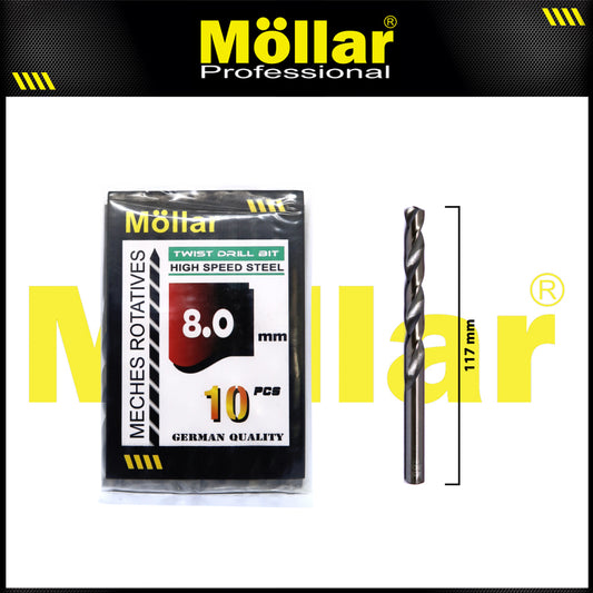 MOLLAR Mata Bor Besi HSS Putih 8 mm
