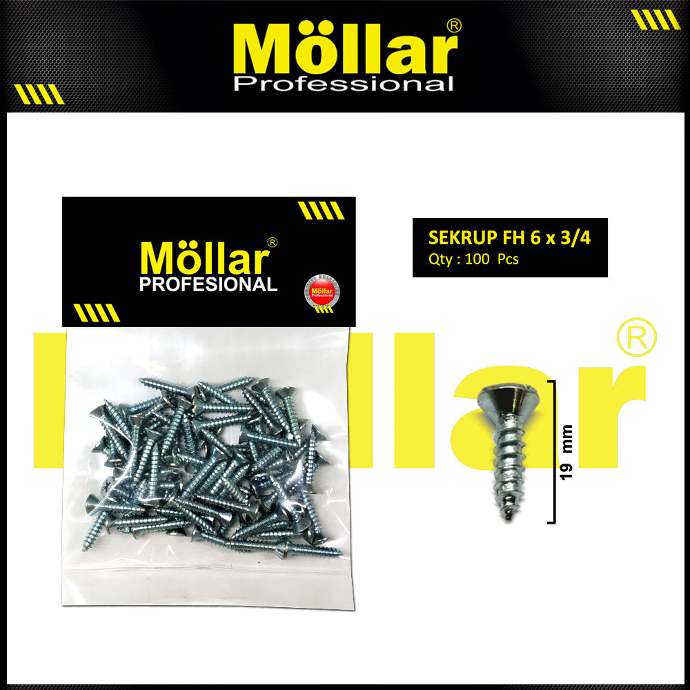 MOLLAR 93-047 Sekrup FH 6 x 3/4 - 100 pcs