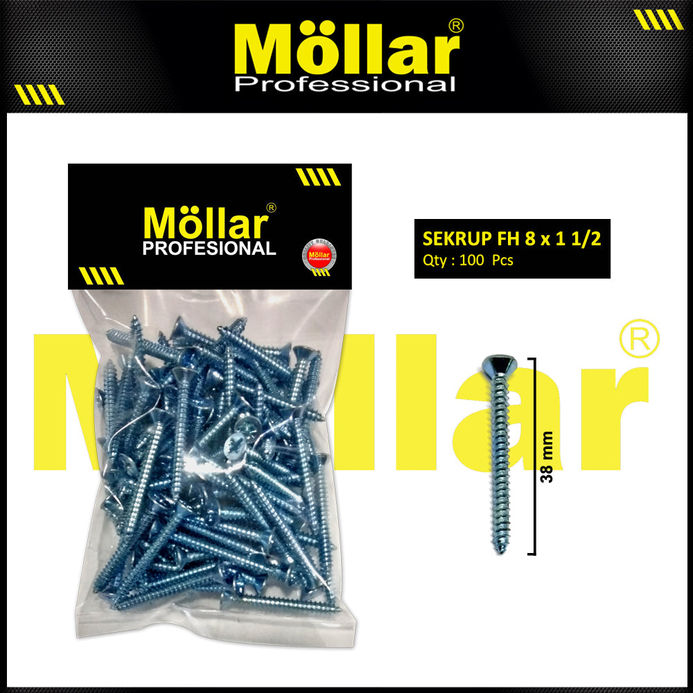 MOLLAR 93-058 Sekrup FH 8 x 1-1/2 - 100 pcs