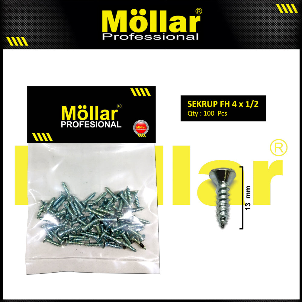 MOLLAR 93-040 Sekrup FH 4 x 1/2 - 100 pcs