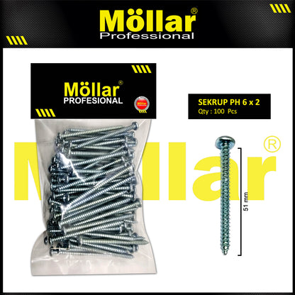 MOLLAR 93-027 Sekrup PH 6 x 2 - 100 pcs