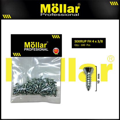 MOLLAR 93-039 Sekrup FH 4 x 3/8 - 100 pcs