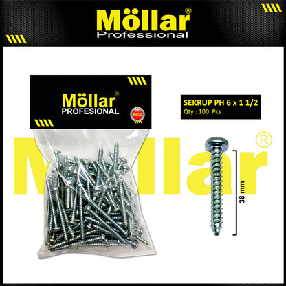 MOLLAR 93-026 Sekrup PH 6 x 1-1/2 - 100 pcs