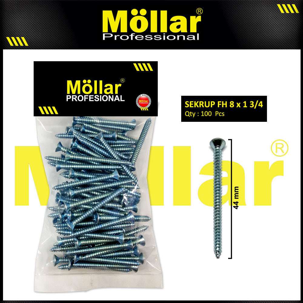 MOLLAR 93-059 Sekrup FH 8 x 1-3/4 - 100 pcs