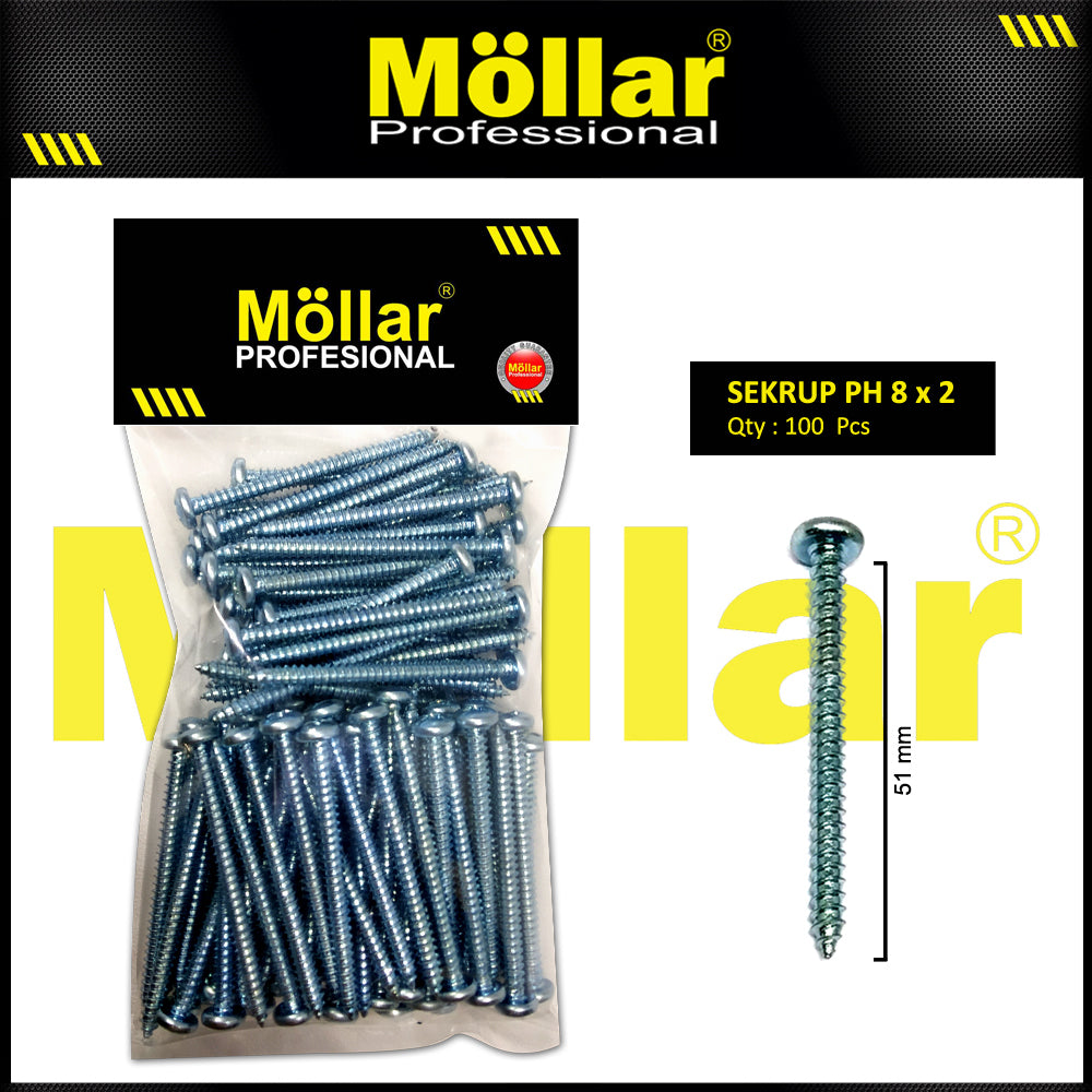MOLLAR 93-036 Sekrup PH 8 x 2 - 100 pcs