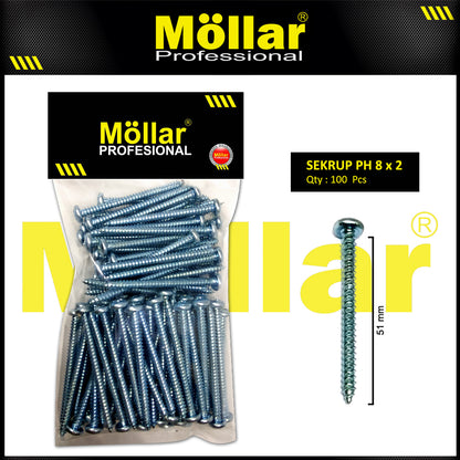 MOLLAR 93-036 Sekrup PH 8 x 2 - 100 pcs