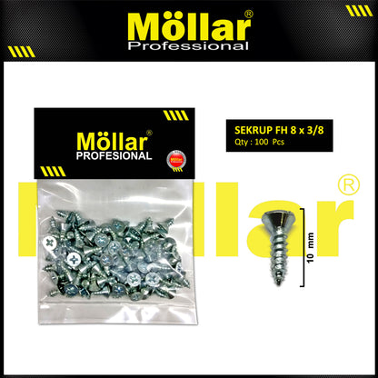 MOLLAR 93-052 Sekrup FH 8 x 3/8 - 100 pcs