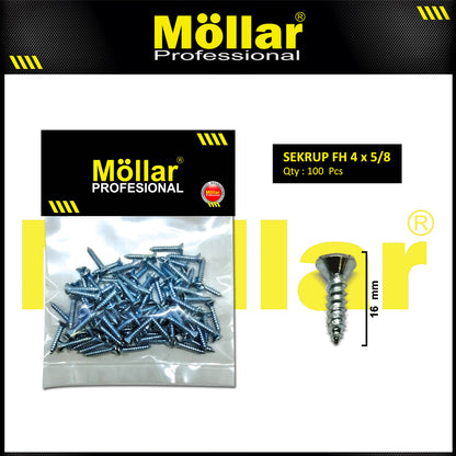 MOLLAR 93-041 Sekrup FH 4 x 5/8 - 100 pcs
