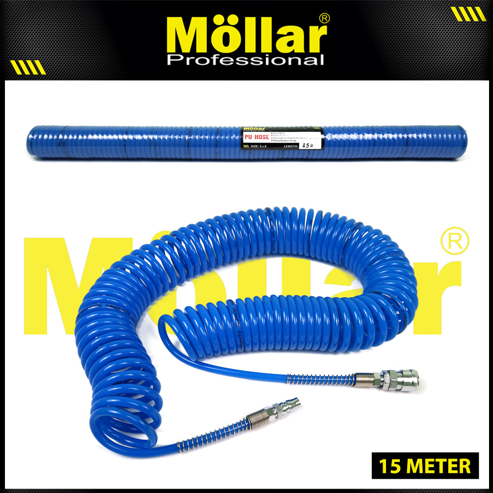 MOLLAR Selang Spiral 15 meter Biru 8 x 5 mm / Selang Recoil (1/40)