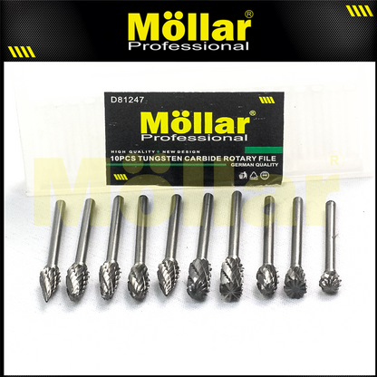 MOLLAR D81247 Mata Bor Tuner Set 10 pcs / TCT Rotary File