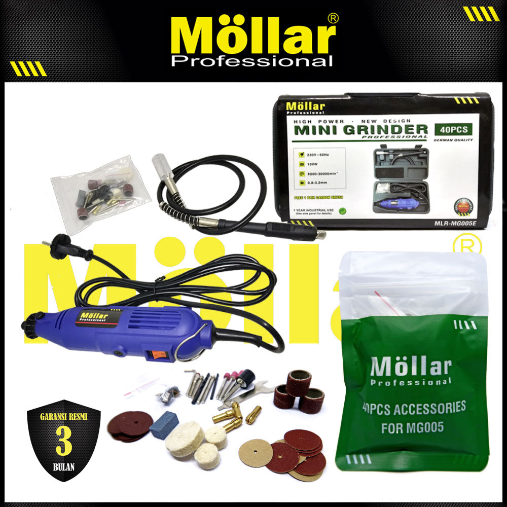 (PAKET) MOLLAR Mini Die Grinder Bor Set 40 Pcs Box & 40 Pcs Aksesoris Tuner