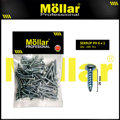 MOLLAR 93-024 Sekrup PH 6 x 1 - 100 pcs