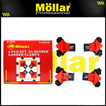 BISON D13850 Klem Sudut Siku 90 Derajat Set 4 pcs 5-22 mm