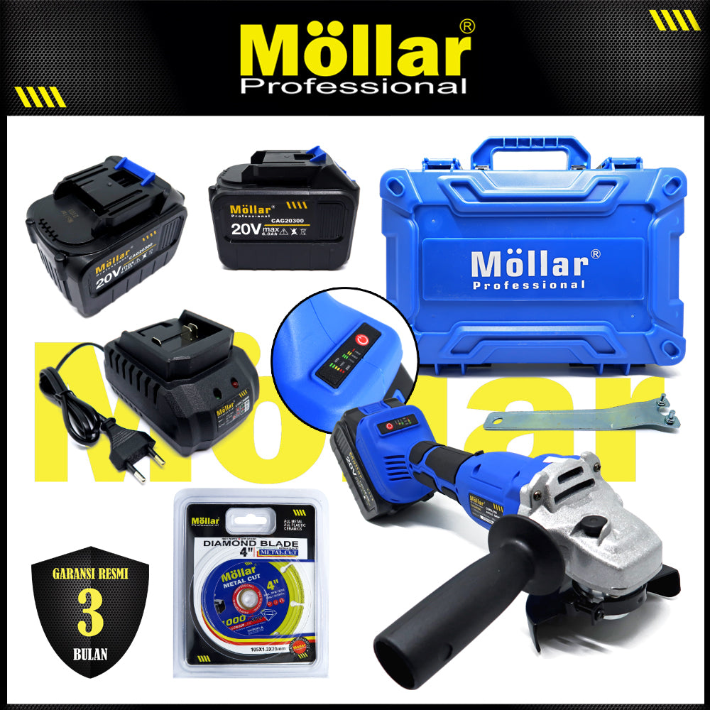 MOLLAR CAG20300 Mesin Gerinda Baterai 20V / Brushless Cordless Grinder