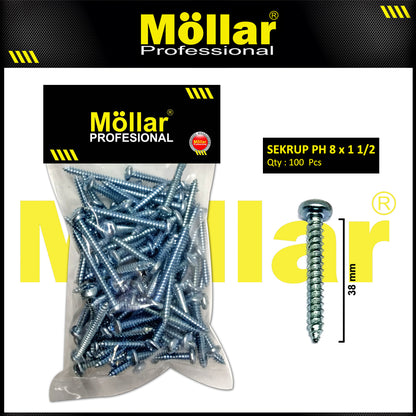 MOLLAR 93-034 Sekrup PH 8 x 1-1/2 - 100 pcs