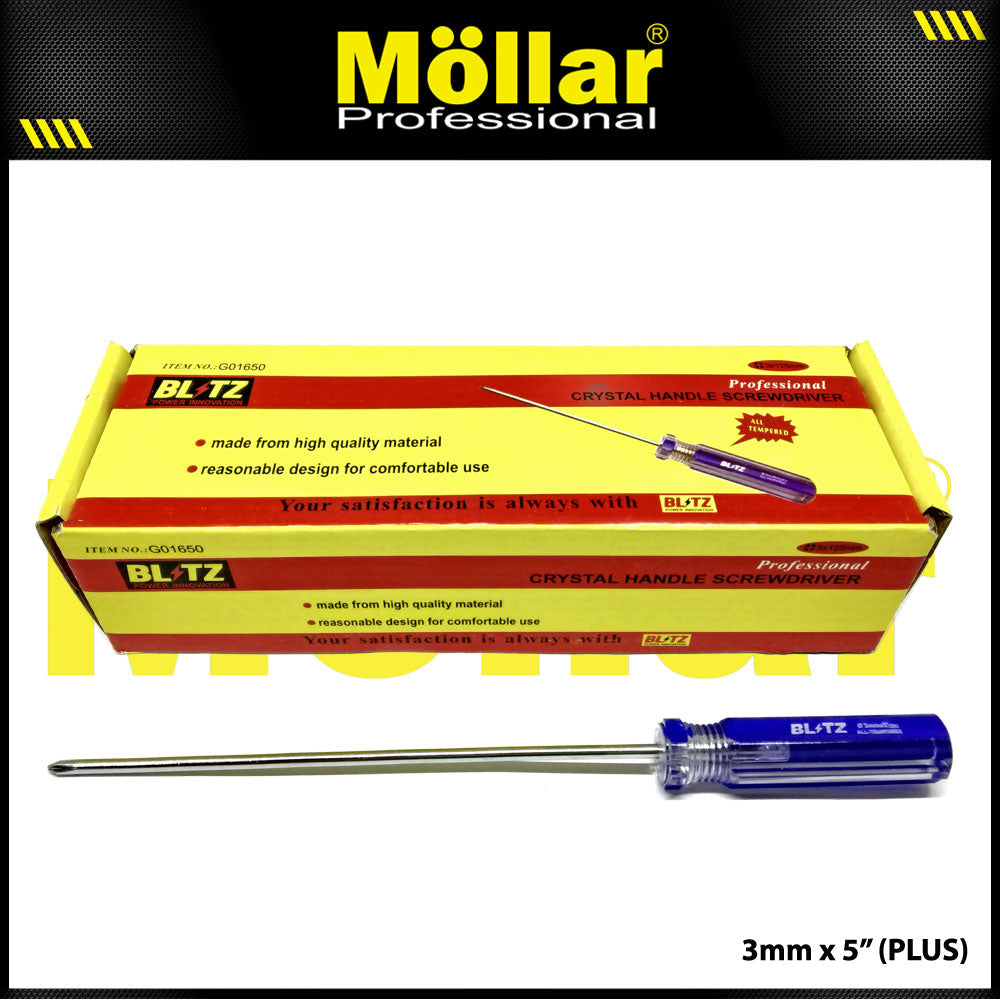 BLITZ Obeng Radio 5 Inch X 3 Mm Plus (+) Panjang 12.5 Cm 1 Pak 24 pcs